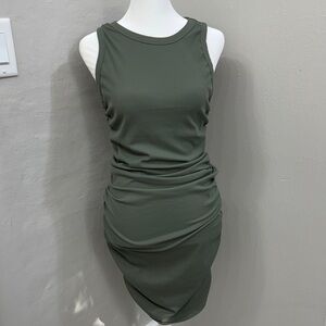 Sleevless Slim Fit Ruched Bodycon Dress